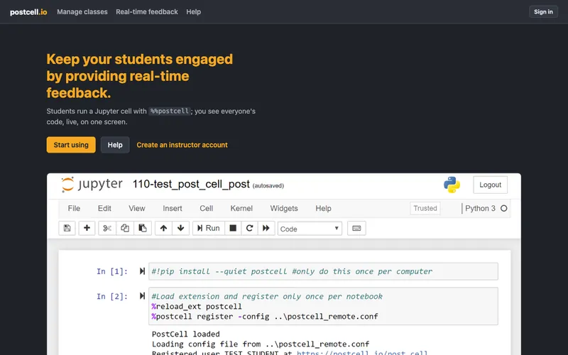 Screenshot of postcell.io